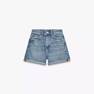 Zara High Waist Blue Denim Shorts